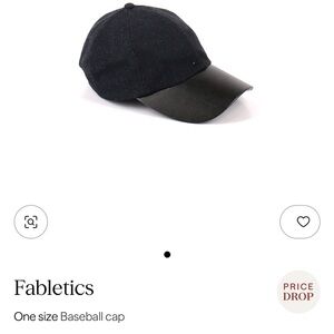 Fabletics Black Baseball Cap with Black Leather Brim